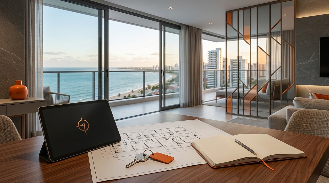 Consultor imobiliário analisando o mercado e o potencial de valorização ao comprar imóvel em Maceió para investir.